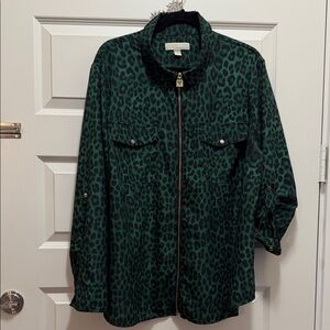 Michael Kors Green Leopard Print Blouse 3x